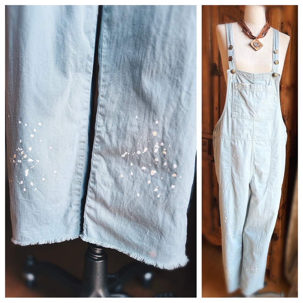 OOAK Vintage Spiderwear Sage Cotton Artisan Repurposed Overalls M/L - Picture 10 of 12
